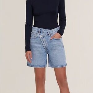 Agolde Women's Criss Cross Denim Shorts - Light Blue
